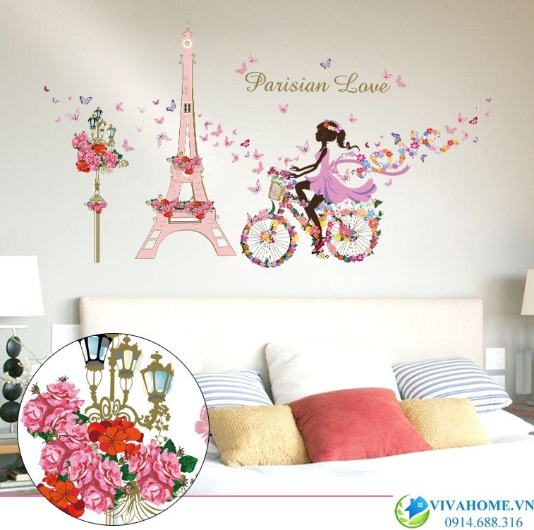 Decal dán tường Love paris