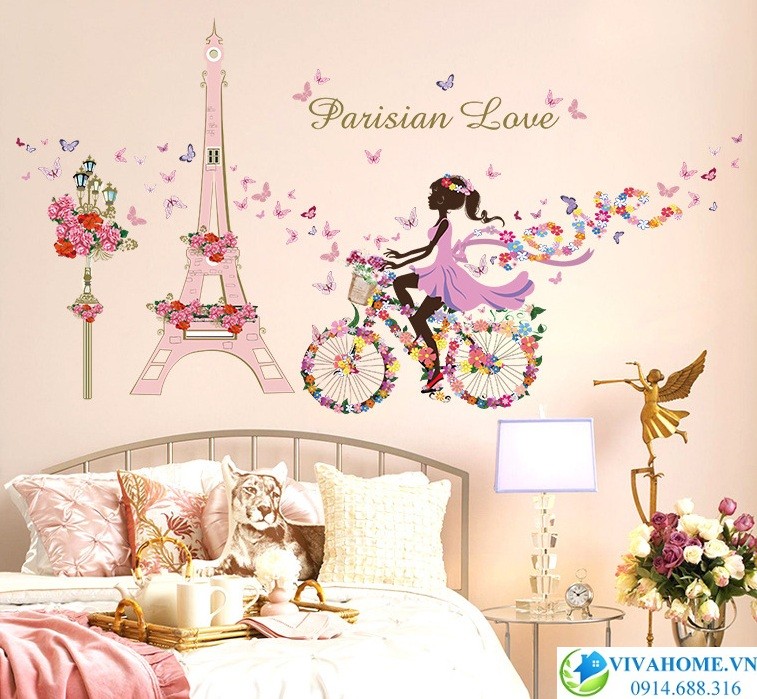 Decal dán tường Love paris