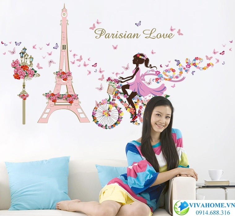 Decal dán tường Love paris