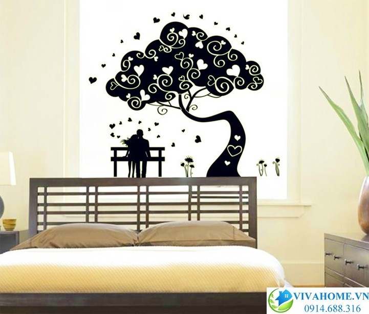 Decal dán tường Dạ quang cây tình yêu