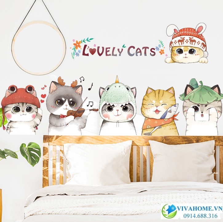 Decal dán tường Lovely cats