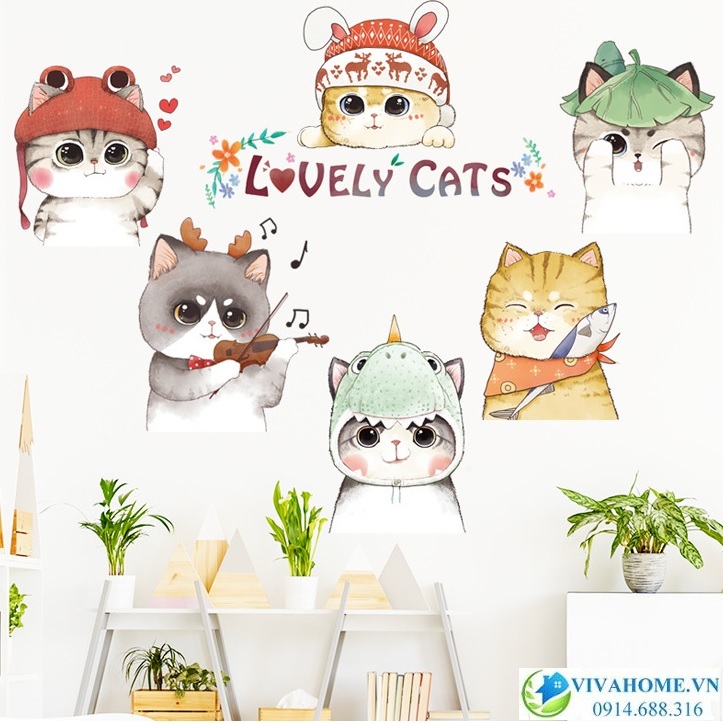 Decal dán tường Lovely cats