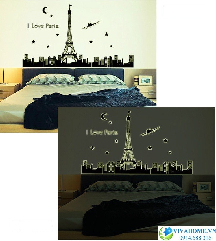 Decal dán tường Dạ quang Paris