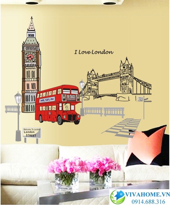 Decal dán tường Xe bus London