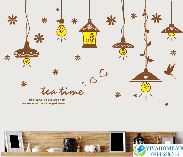 Decal dán tường Dây đèn Tea time