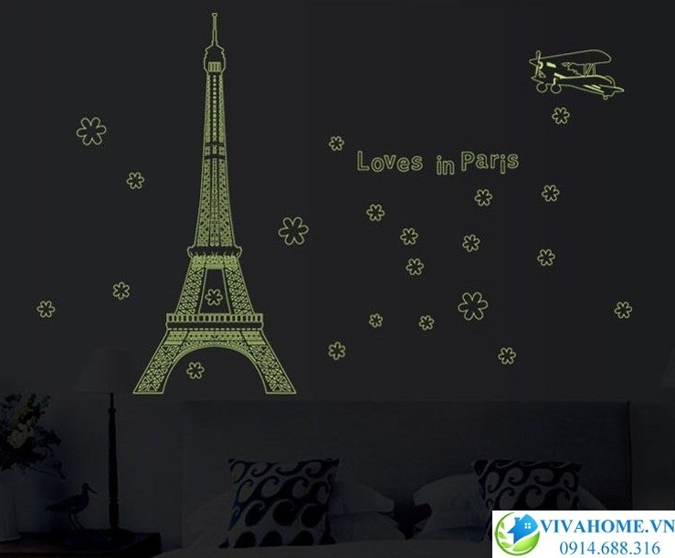 Decal dán tường Dạ quang Love in Paris