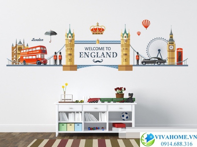 Decal dán tường Nước Anh chào đón