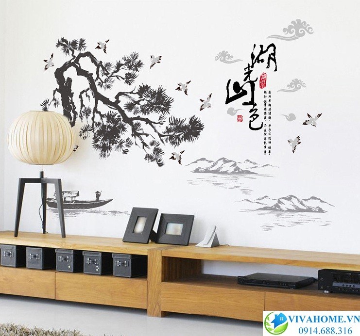 Decal dán tường Thủy mặc số 2