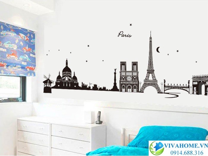 Decal dán tường Đêm paris