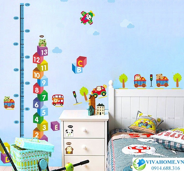 Decal dán tường Thước đo Tháp số