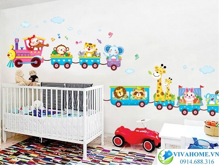 Decal dán tường Đoàn xe chở thú