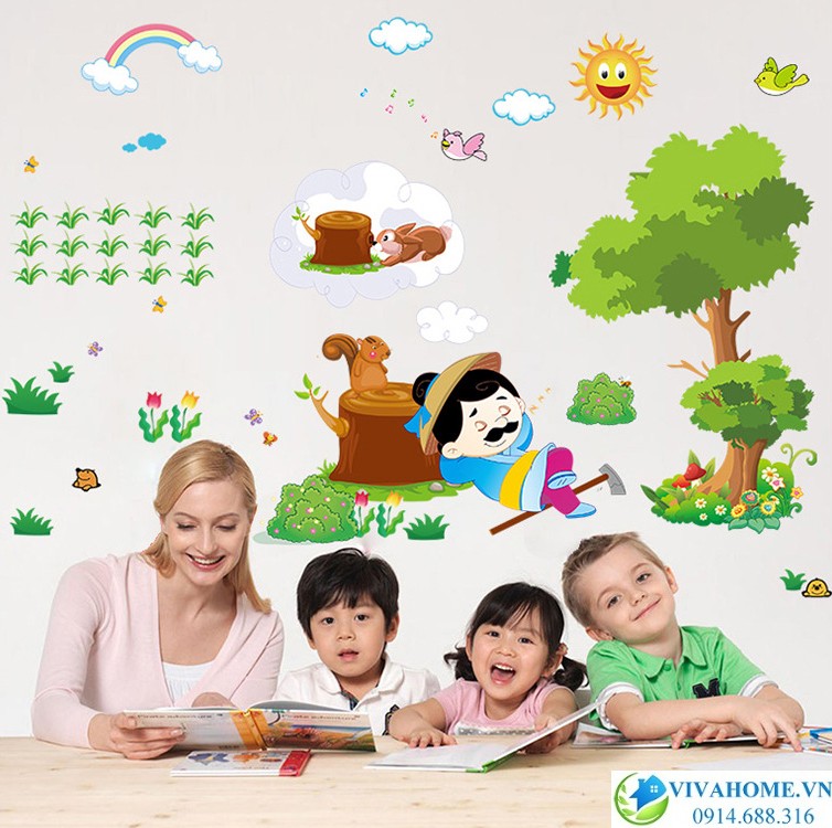 Decal dán tường Bác tiều phu thật thà