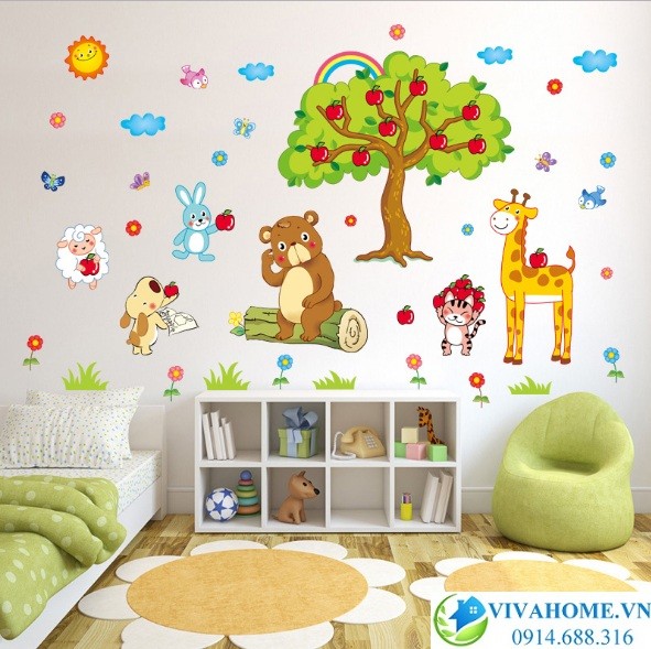 Decal dán tường Vườn cherry