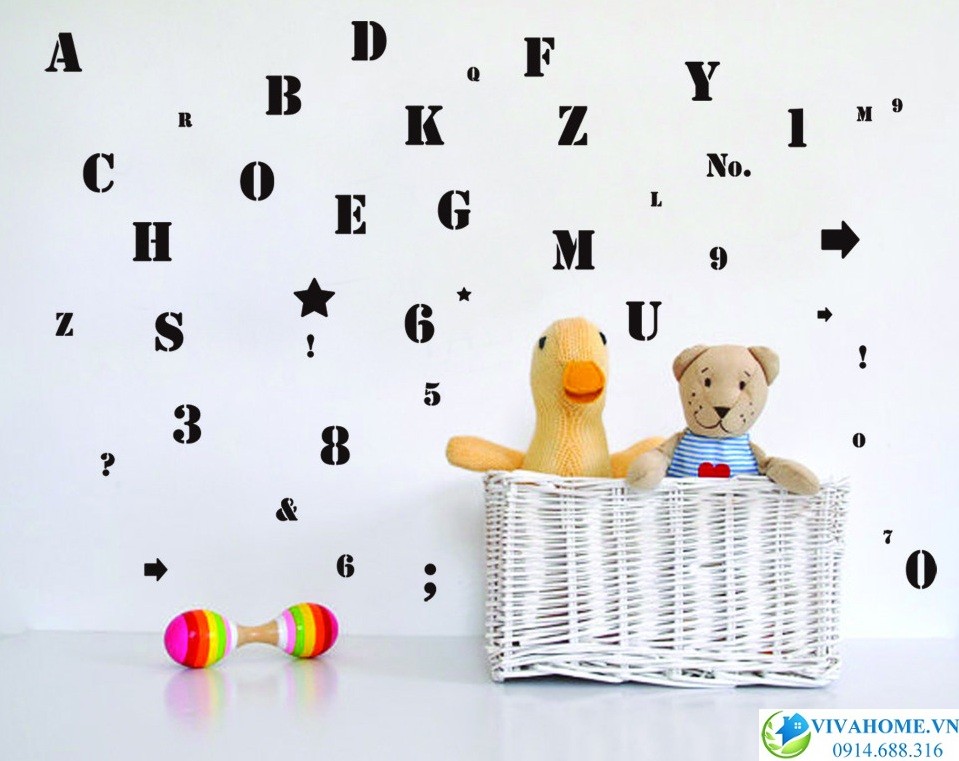 Decal dán tường chữ cái và số