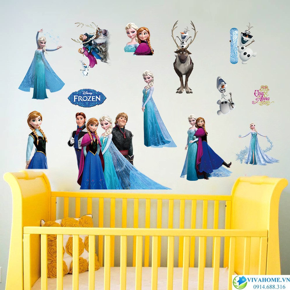 Decal dán tường công chúa Elsa VIVAHOME - Trang trí nhà cửa