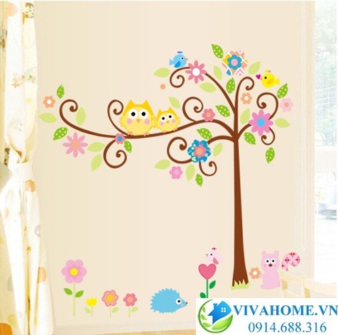 Decal dán tường Cây hoa cổ tích