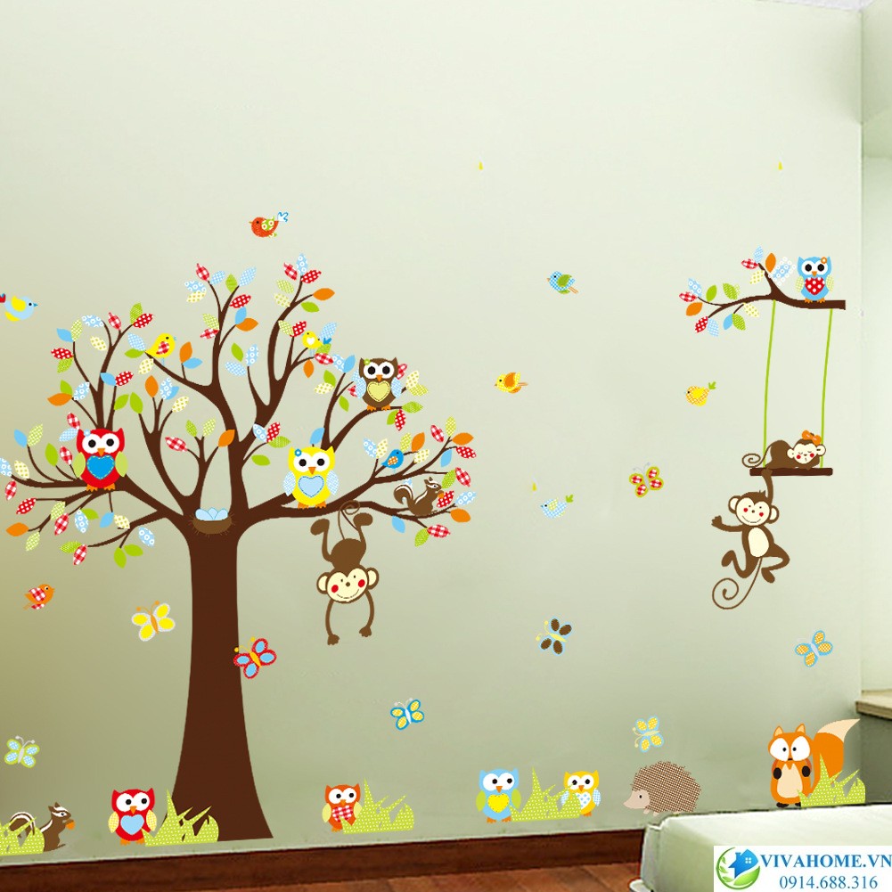 Decal dán tường Vườn thú Zoo zoo size to