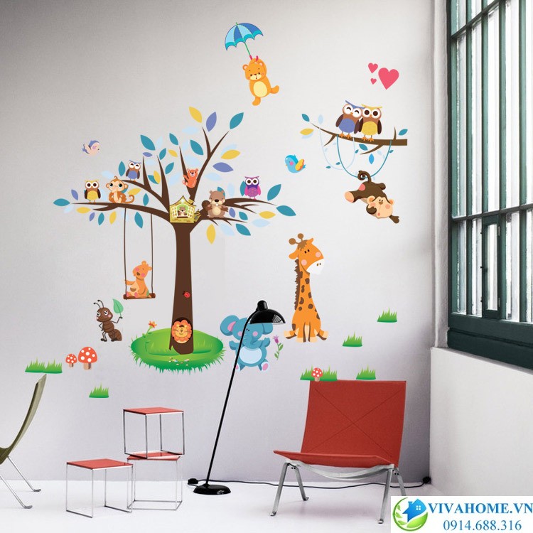 Decal dán tường Vườn thú thủ lệ