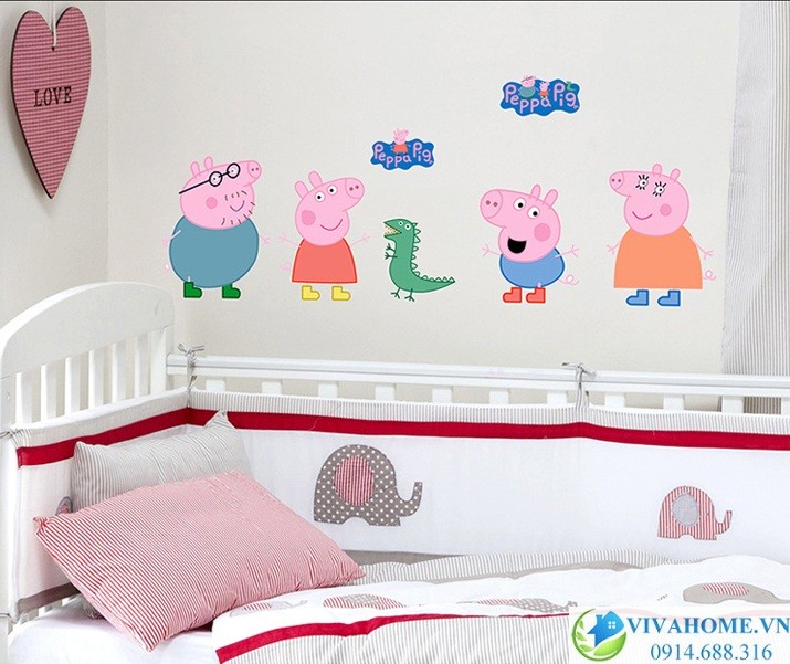 Decal dán tường Heo peppa