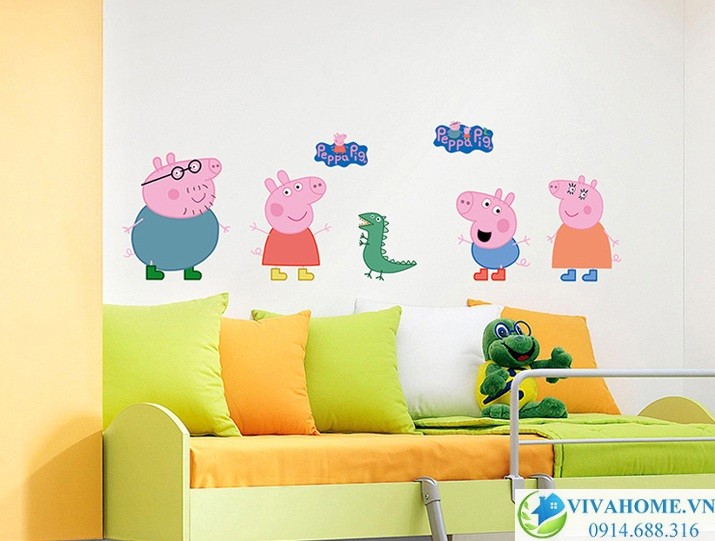 Decal dán tường Heo peppa