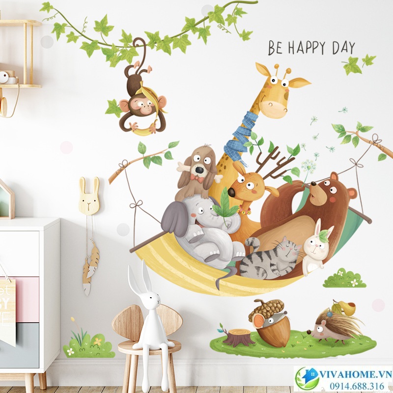 Decal dán tường Be happy day