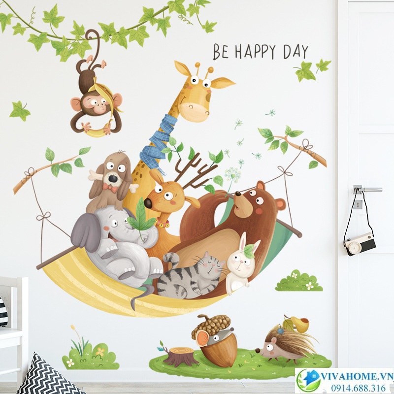 Decal dán tường Be happy day