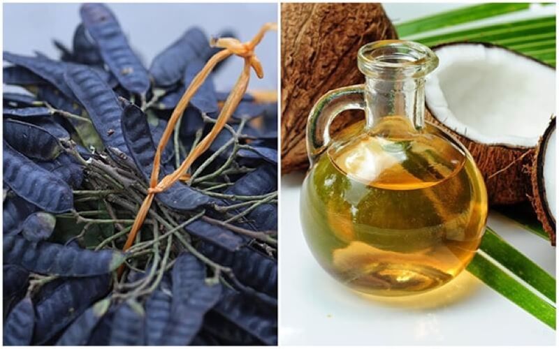 Gội đầu bằng bồ kết với dầu dừa