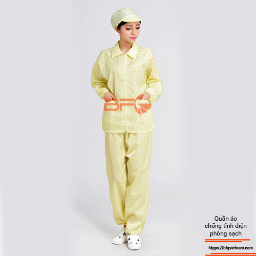 Quần áo phòng sạch chá»ng tÄ©nh Äiá»n mà u và ng