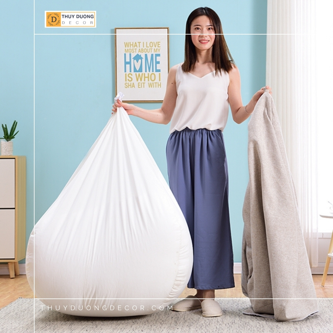 Vỏ áo ghế Beanbag hình trái lê - Vải thô tuyết