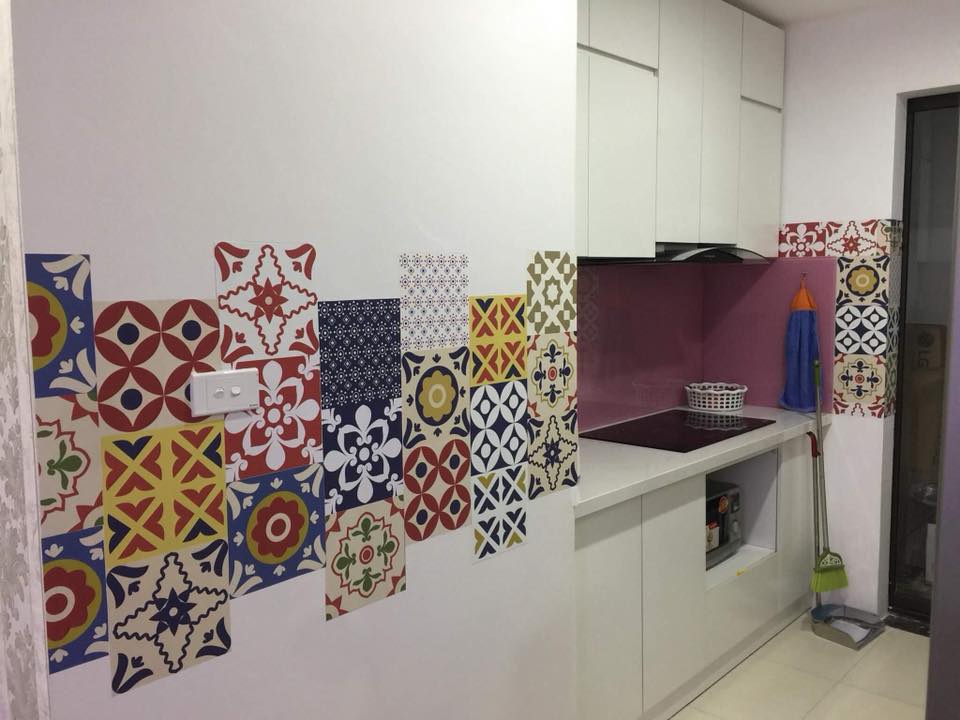 Giấy Dán Decal Họa Tiết Gạch Bông