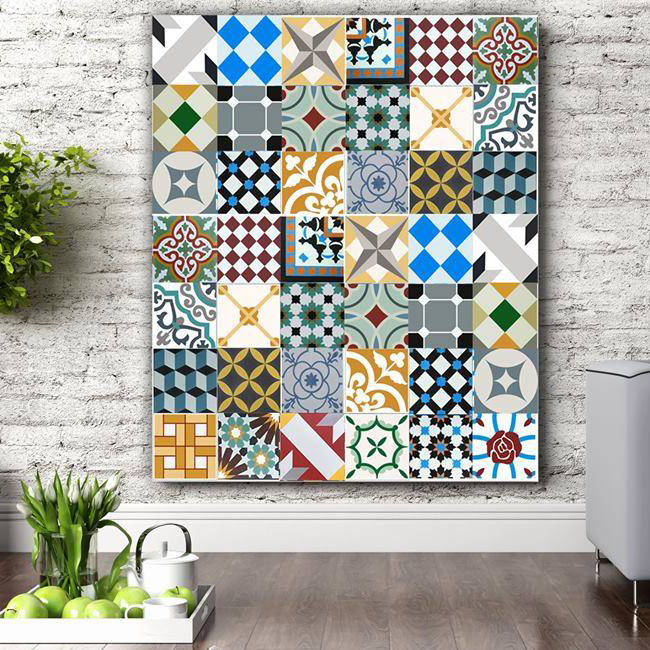 Giấy Dán Decal Họa Tiết Gạch Bông