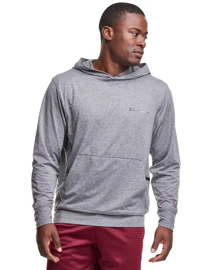 CHAMPION ÁO THUN NAM HOODIE DÀI TAY CỔ TRÒN CÓ NÓN MÀU XÁM RN15763