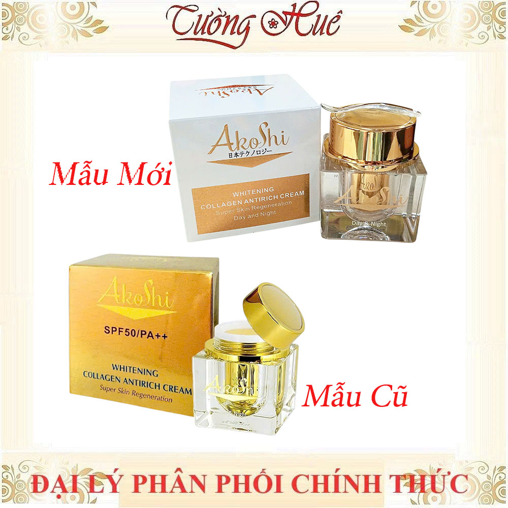 Kem Akoshi Dưỡng Trắng Da Collagen (Ngày và Đêm) - 25g (Vàng)
