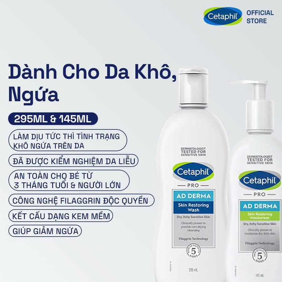 Sữa Tắm Dành Cho Chàm Da Viêm Da Cơ Địa Cetaphil Pro AD Derma Skin Restoring Wash 295ml