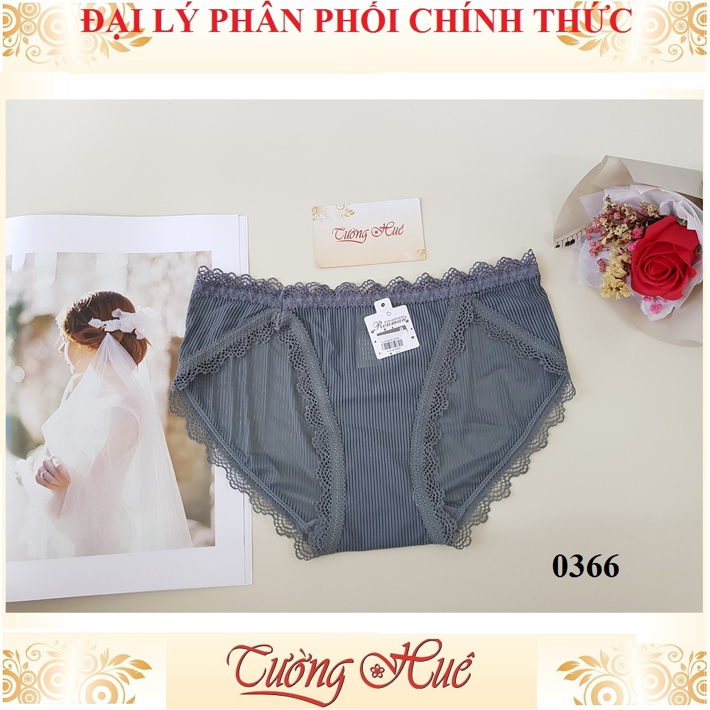 Quần lót nữ Rouman 0366 thun sọc viền ren MÀU NGẪU NHIÊN.