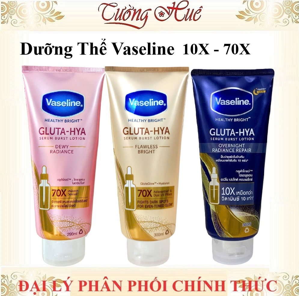 Dưỡng Thể Vaseline 10X - 70X Healthy Bright Gluta-Hya Serum Burst Lotion - 300ml (Có lựa chọn)