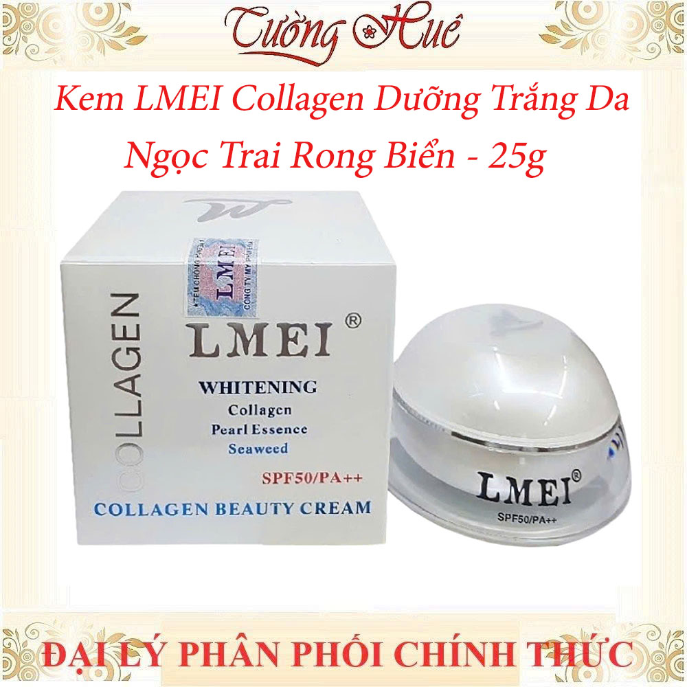 Kem Lmei Whitening Collagen Dưỡng Trắng Da Ngọc Trai Rong Biển - 25g  (Tặng Hủ Nhí)