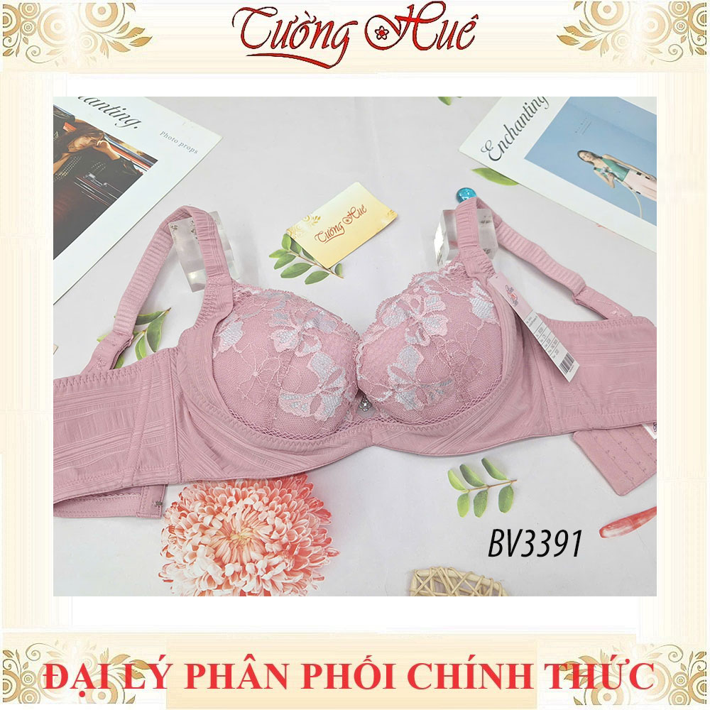 Áo lót nữ BonBon BV3391 ren mỏng lưng bảng to 3 nấc cài mút tháo rời