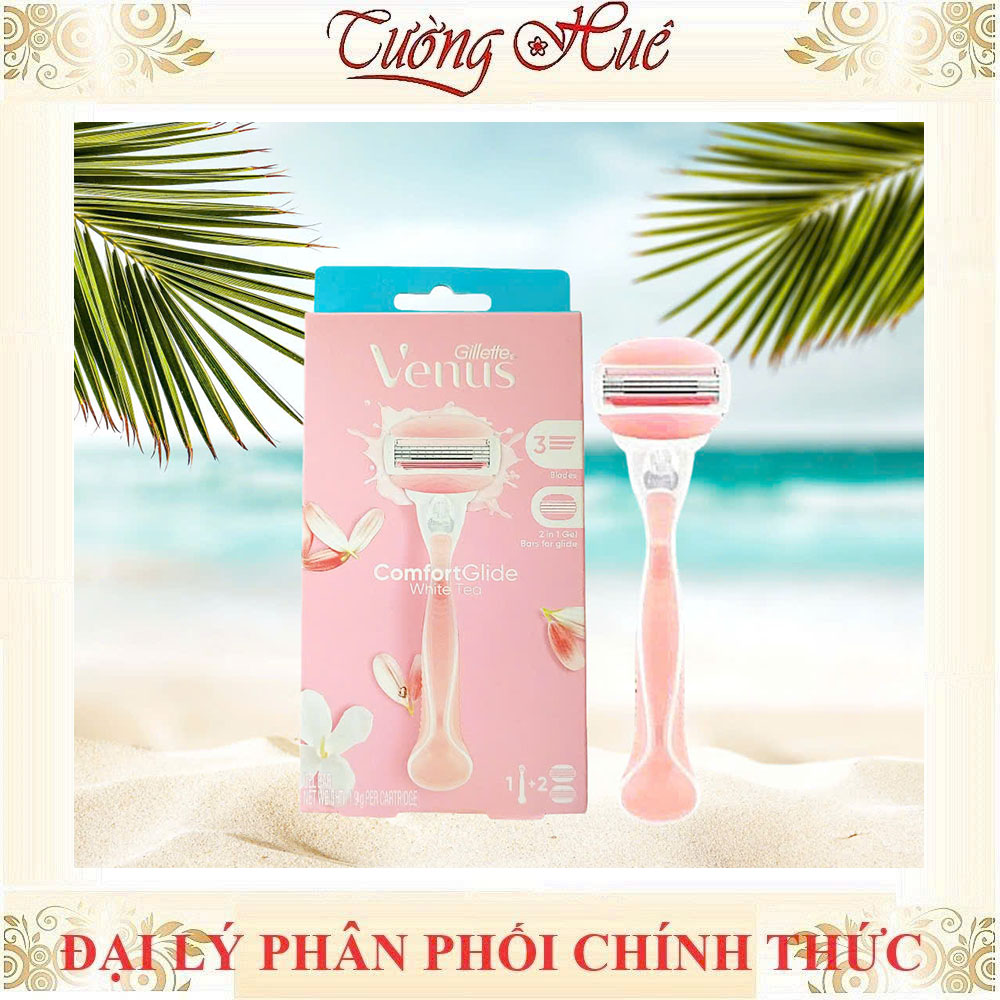 Dao Cạo Nữ Gillette Venus Hoa Trà Trắng Venus Comfortglide White Tea (1 Cán + 2 Đầu Dao)