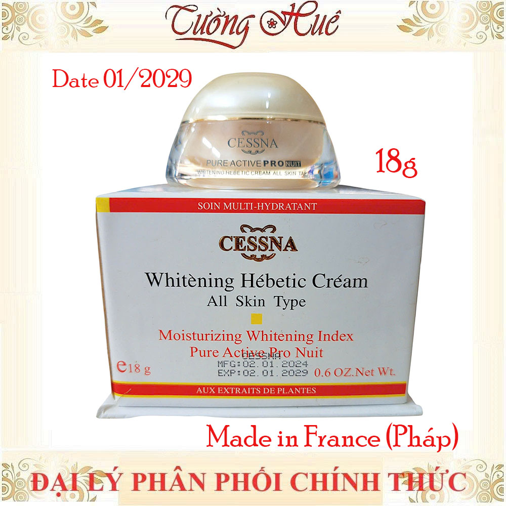Kem dưỡng trắng, giữ ẩm Cessna Whitening Hebetic Cream All Skin Type - Trắng - 18g