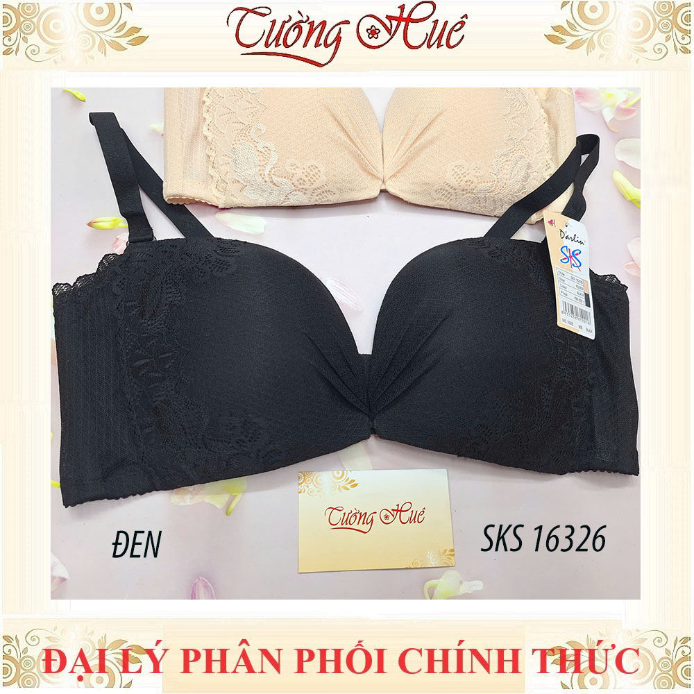 Áo lót nữ Darlin SKS 16326 Không Gọng Mút Mỏng Ren Xẻ V Sâu Phối Lưng Lưới Bảng Vừa 3 Móc Cài.
