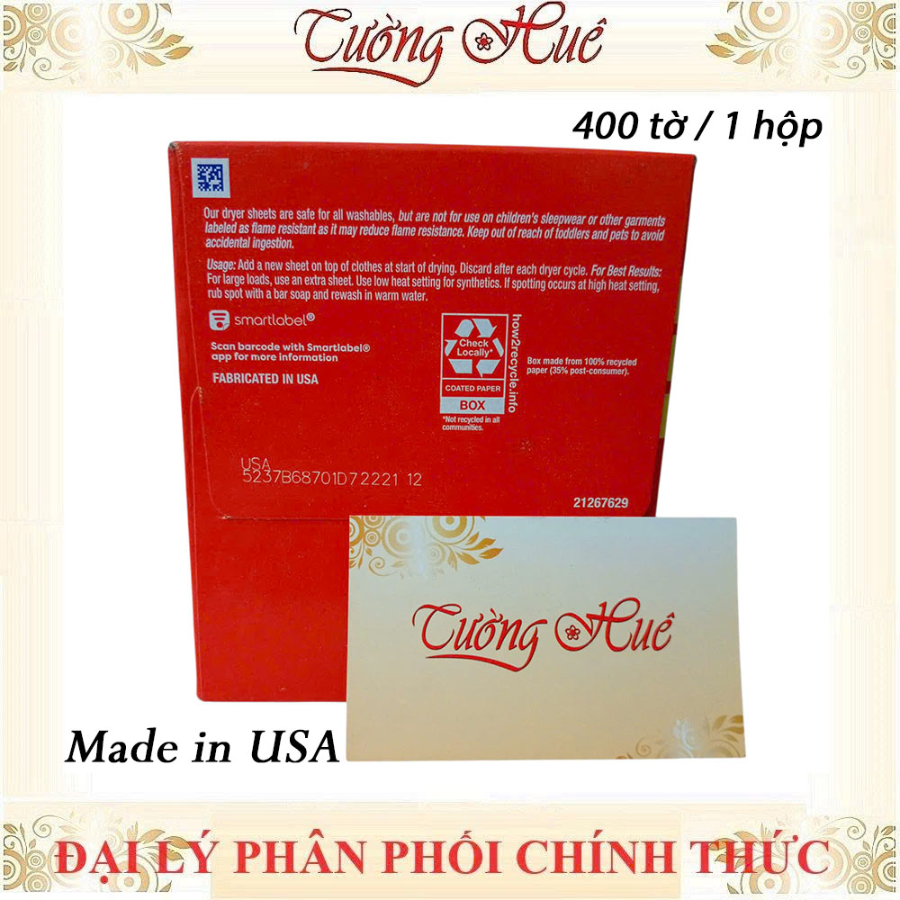 Giấy Thơm Quần Áo Bounce Của Mỹ Dùng Cho Máy Sấy Hoặc Tủ Quần Áo- 1 Hộp/400 tờ- Mẫu mới 2025
