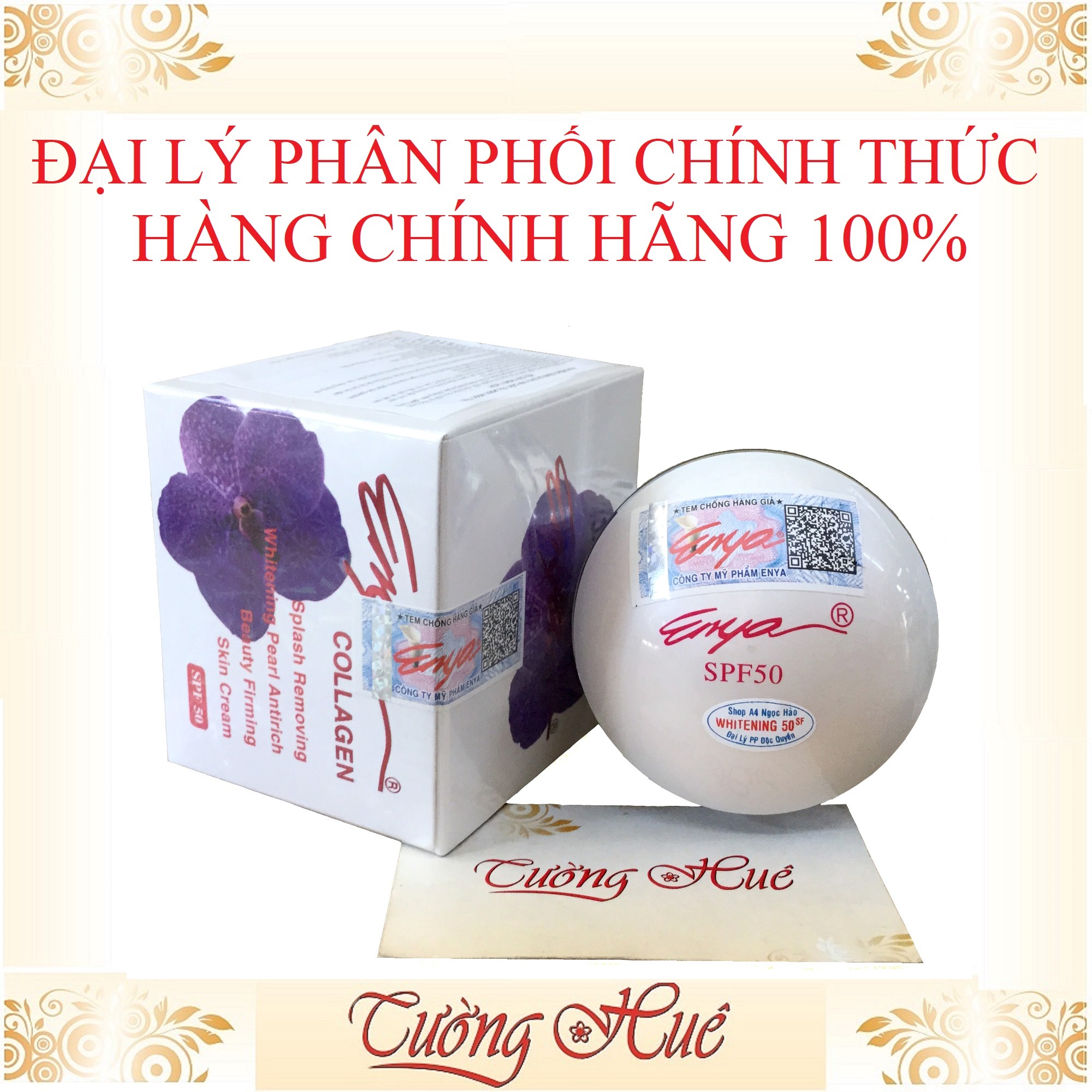 Kem Dưỡng Trắng ENYA Tinh chất Collagen, Ngọc Trai - 30g - Bông tím