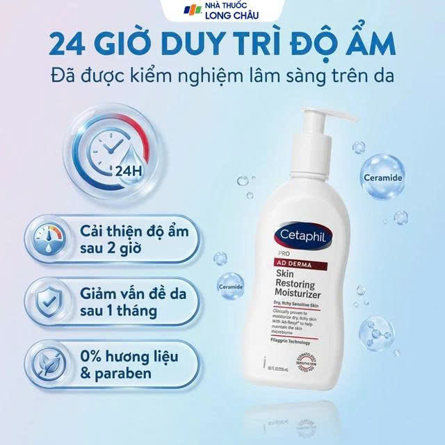 Sữa dưỡng thể Cetaphil Pro Ad Derma Skin Restoring Moisturizer dành cho da khô, da cơ địa 295ml/145ml