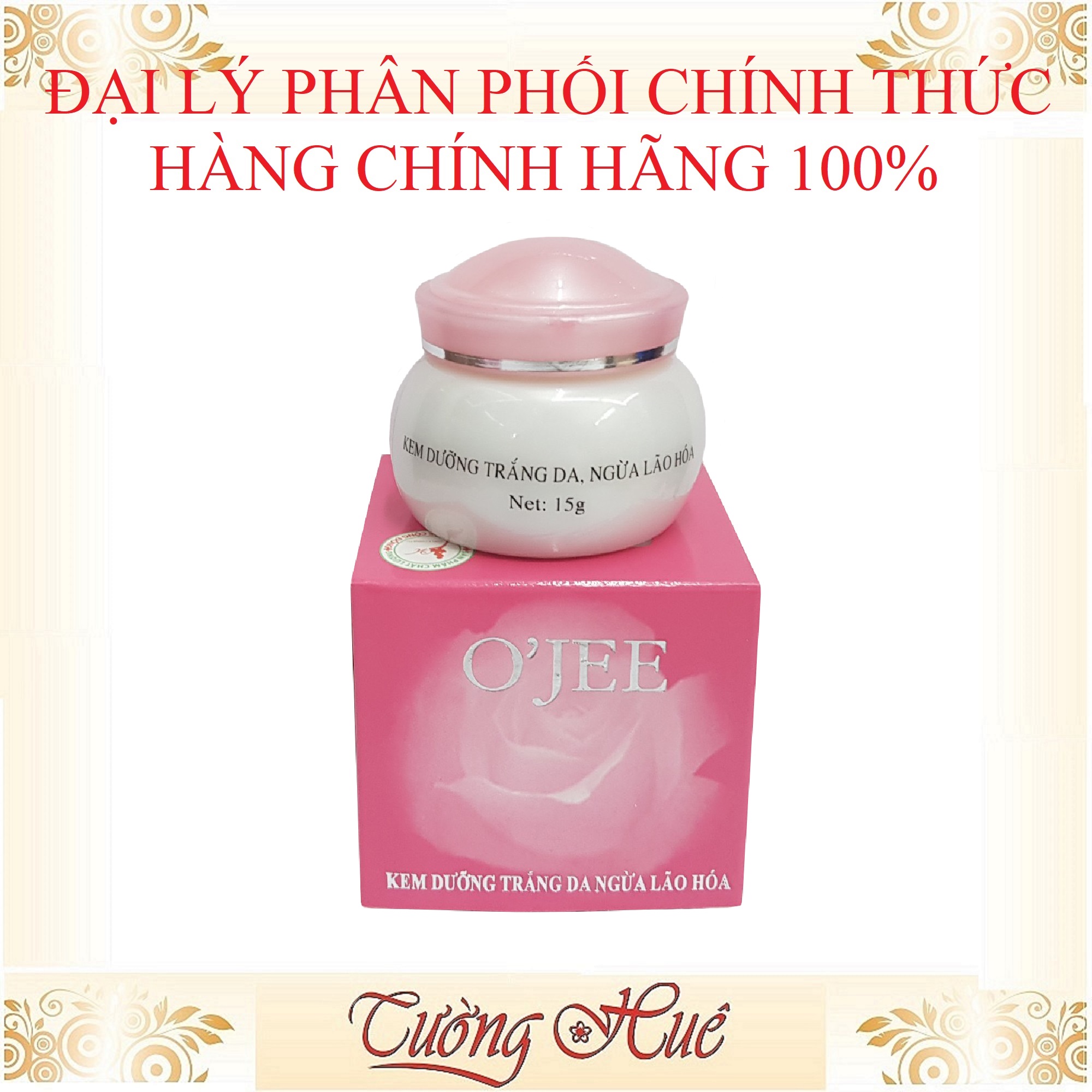 Kem O'Jee Dưỡng Trắng Da Ngừa Lão Hóa - 15g - Nắp Hồng