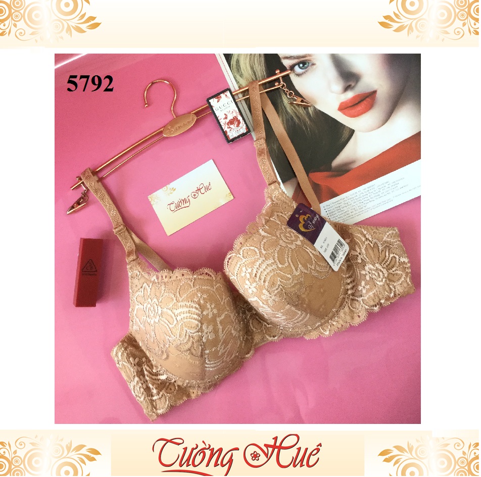 Áo lót nữ Đài Loan Iway 5792-1 ren mút mỏng lưng bản to 2 móc cài