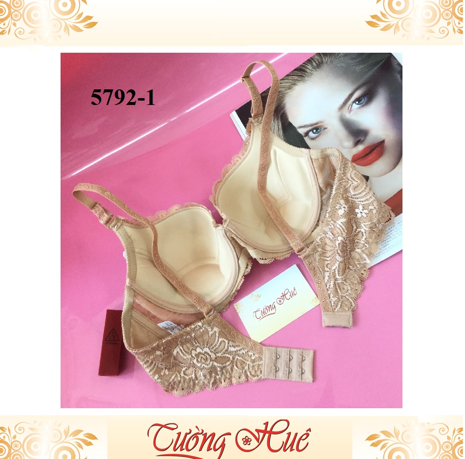 Áo lót nữ Đài Loan Iway 5792-1 ren mút mỏng lưng bản to 2 móc cài