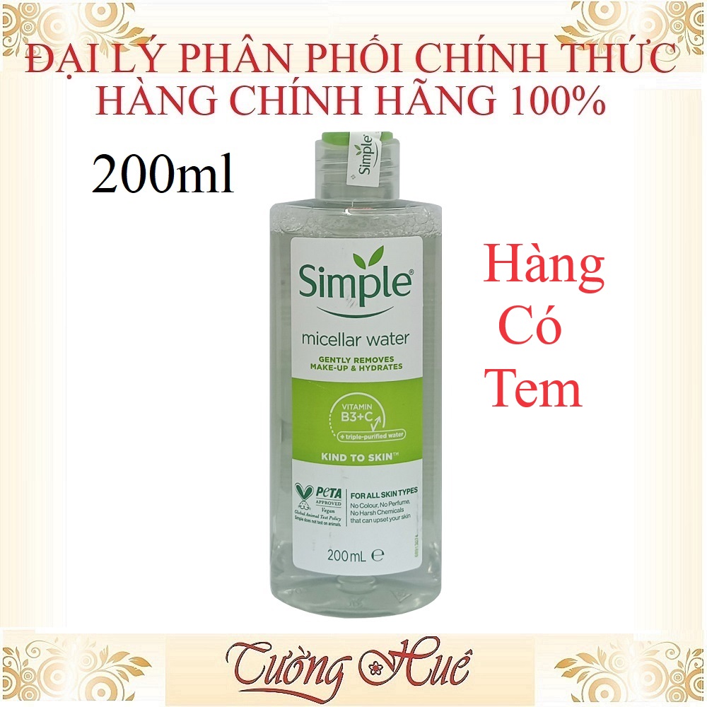 [HàngCóTem]Nước tẩy trang Simple Micellar Cleansing Water - 200ml