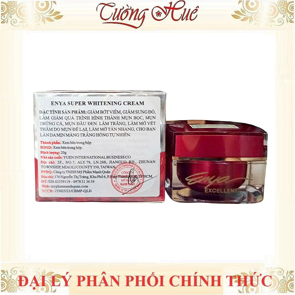 Kem ENYA Dưỡng Trắng Da Excellent Whitening Day & Night Cream - 20g (Enya Lan đỏ)
