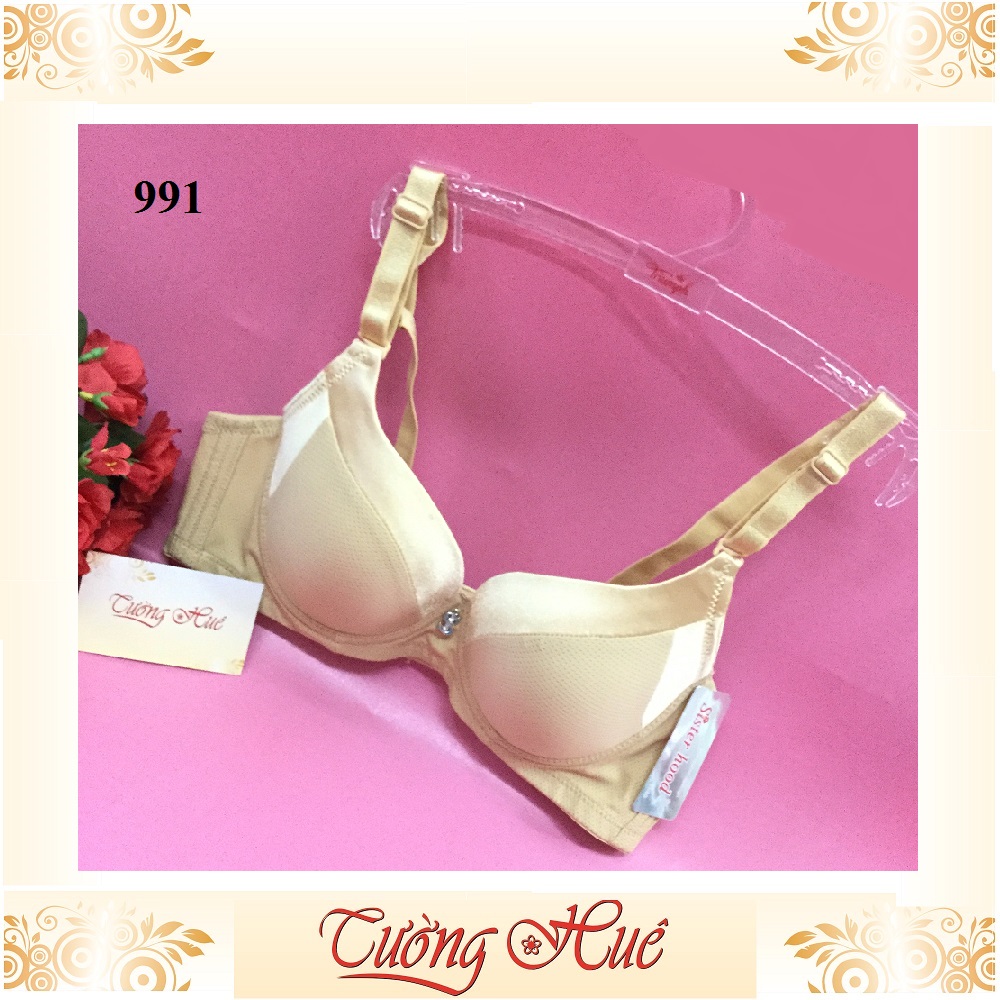 Áo lót nữ Thái Lan Sister Hood 991 trơn, mút mỏng lưng bảng to.